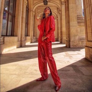 Zara Red Sequin Pants